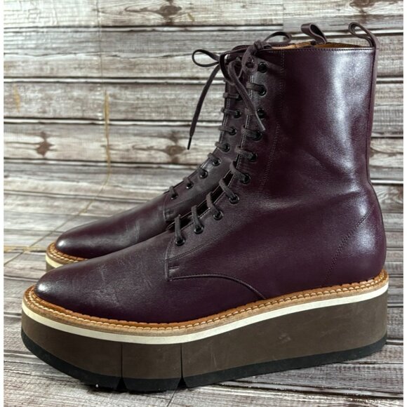 Robert Clergerie Shoes - ROBERT CLERGERIE Berenice Leather Platform Boots Sz 40 US 9 burgundy made France